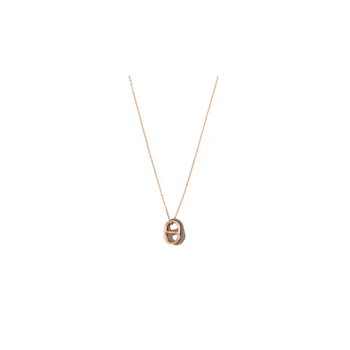 HERMES O'Maillon Pig Nose Necklace Rose-Gold/Gray Male