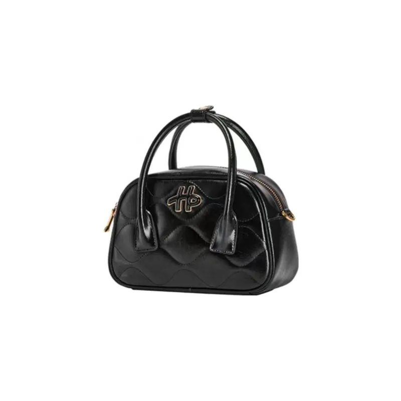 Hush Puppies Cow Leather Shoulder Bag, Crossbody Bag, Handbag Medium Size Women's White/Black/Purple-11
