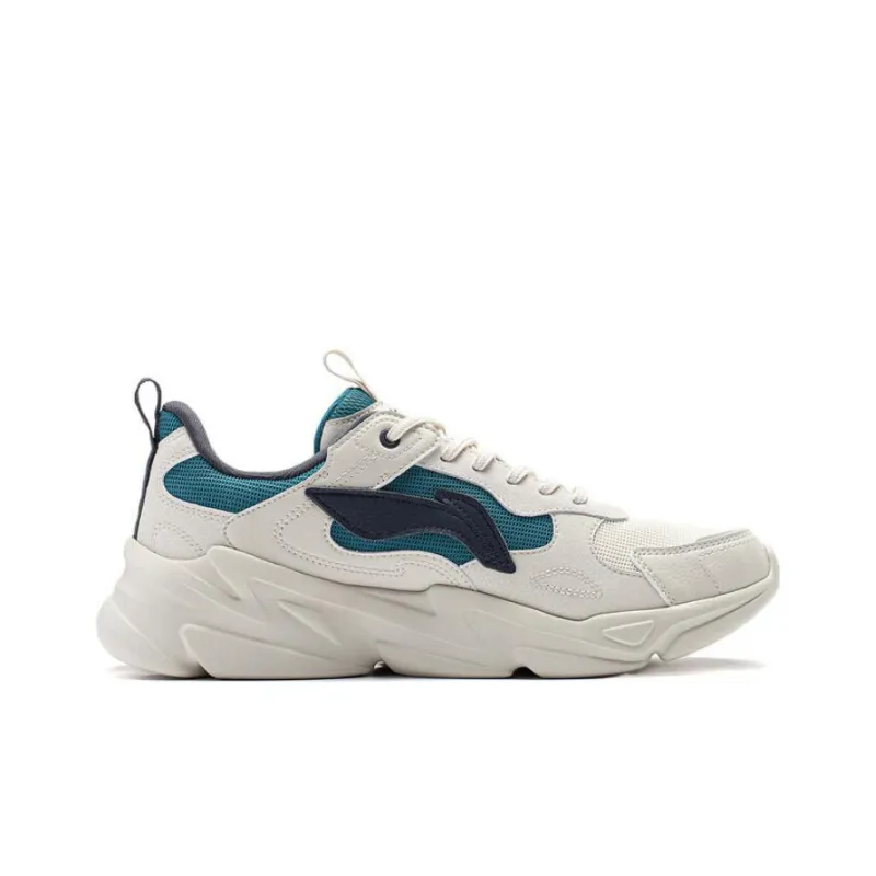 LiNing Stream Fireflies Cushioning Anti Slip And Wear Resistant Low Top Casual Shoes Men's White Blue-1