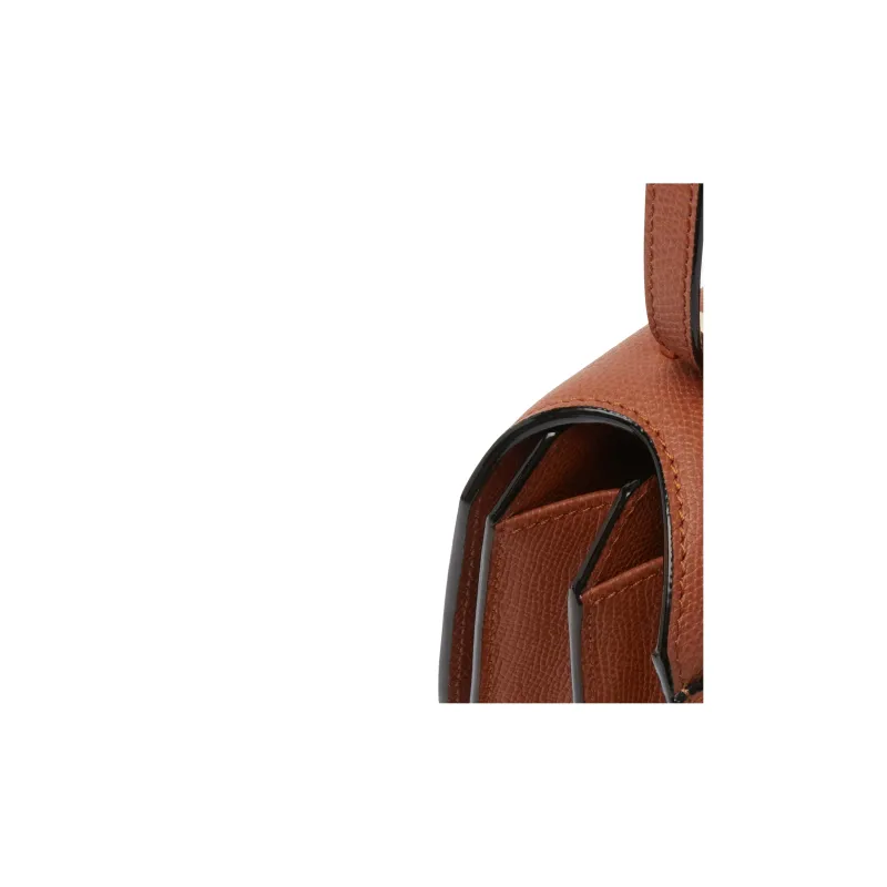 Valextra Calfskin Shoulder Bag, Crossbody Bag Medium Size Women's Gold Brown-4