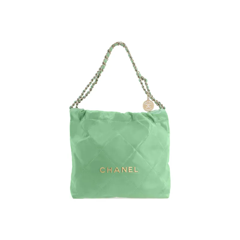 CHANEL Bright Calfskin Tote Bag, Shopping Bag, Handbag, Shoulder Bag Trumpets Women's Grass Green-0