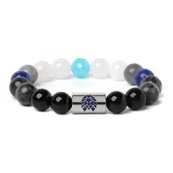 Rastaclat Chalcedony Small Lion Chinese Style Beaded Bracelet Unisex