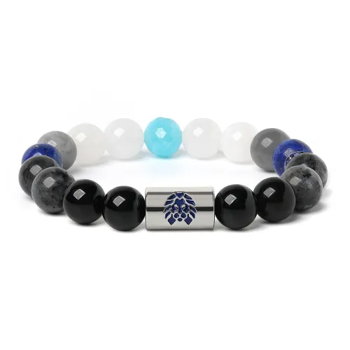 Rastaclat Chalcedony Small Lion Chinese Style Beaded Bracelet Unisex