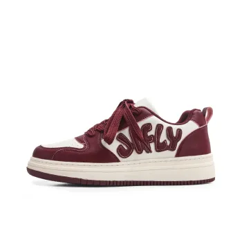 Jifffly Anti Slip Wear Resistant Breathable Height Increasing Low Top Skateboard Shoes Unisex Burgundy