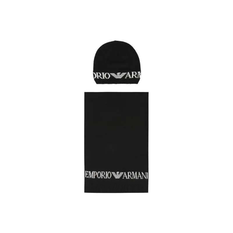 EMPORIO ARMANI Logo Jacquard Scarf And Hat Set-0