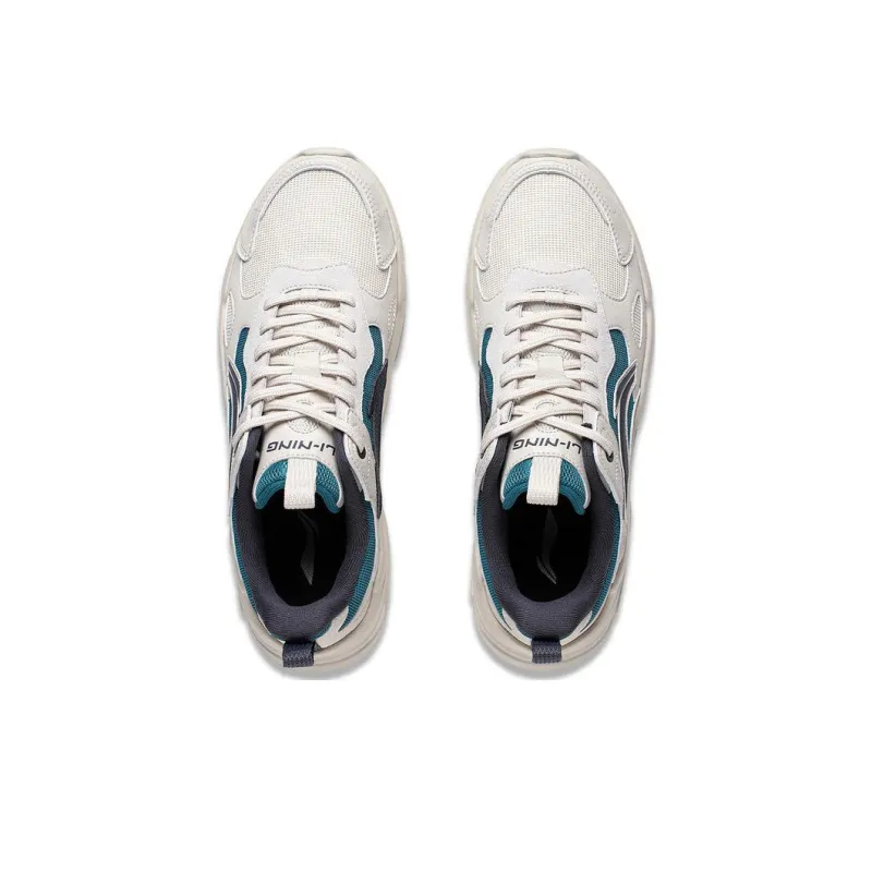 LiNing Stream Fireflies Cushioning Anti Slip And Wear Resistant Low Top Casual Shoes Men's White Blue-3