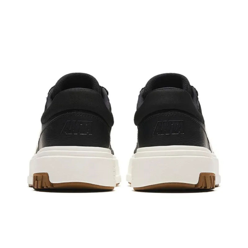 Anta A Road Slip Resistant Cushioning Low Top Skateboard Shoes Men's Black White-3