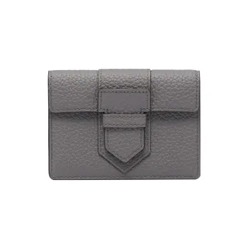 Delvau Presse Taurillon Soft Soft Calfskin Card Holder Unisex Gray