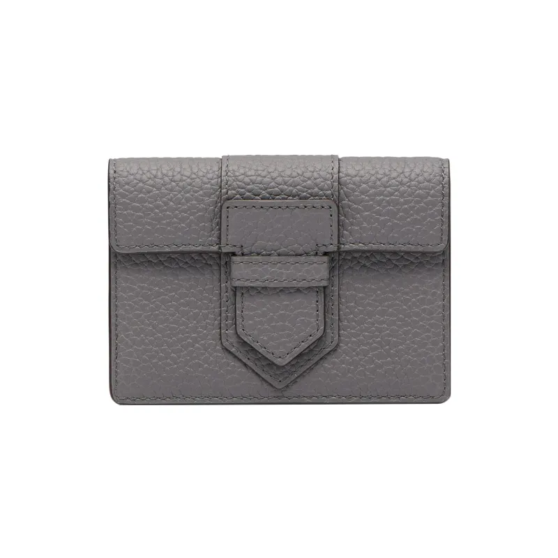 Delvau Presse Taurillon Soft Soft Calfskin Card Holder Unisex Gray-0