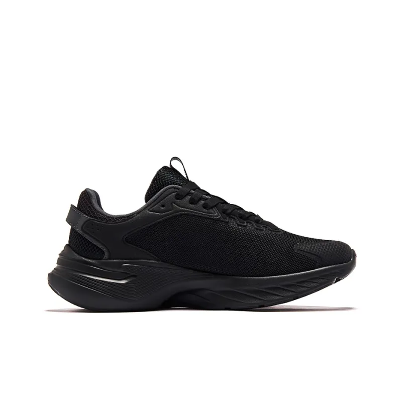 Erke Anti Slip Wear Resistant Low Top Running Shoes Men's Jet Black Bright Silver-1