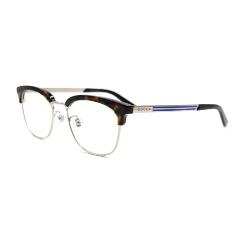 GUCCI Eyeglass Frames Unisex Amber Silver