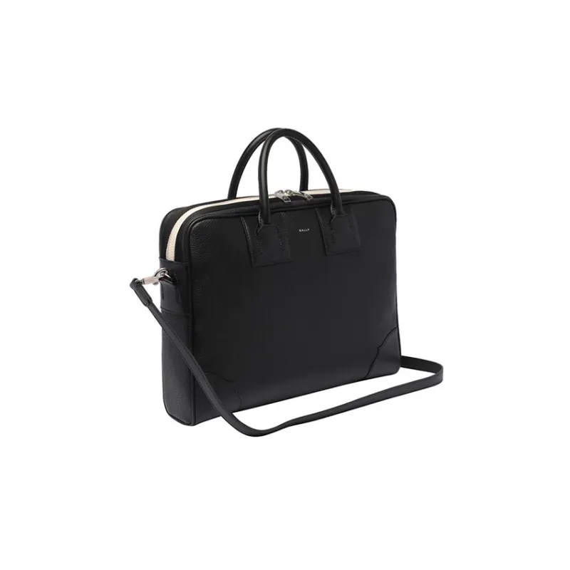 BALLY Logo-print Leather Briefcase-3
