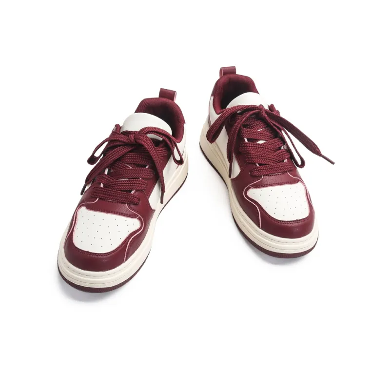 Jifffly Slip Resistant, Abrasion Resistant, Breathable, Height Increasing Low Top Skateboard Shoes Unisex Burgundy-3