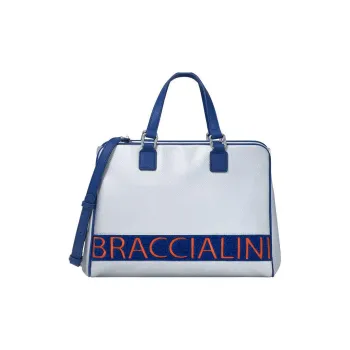 Braccialini PU Boston Bag Shoulder Bag Crossbody Bag Handbag Regular Women's Blue