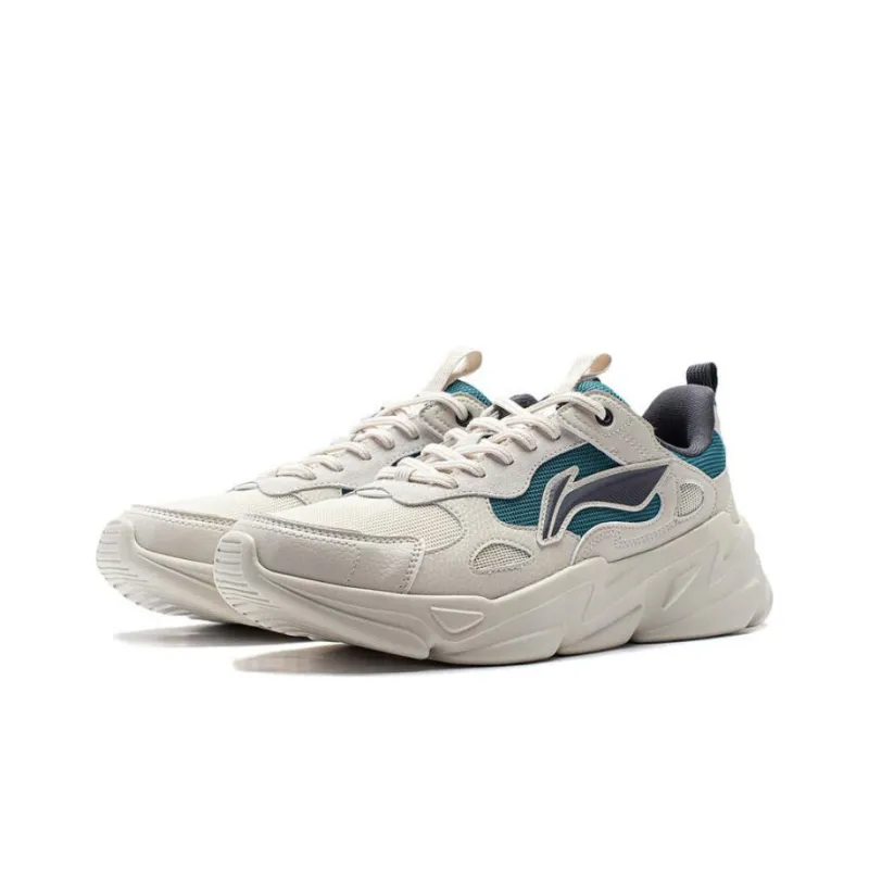 LiNing Stream Fireflies Cushioning Anti Slip And Wear Resistant Low Top Casual Shoes Men's White Blue-2