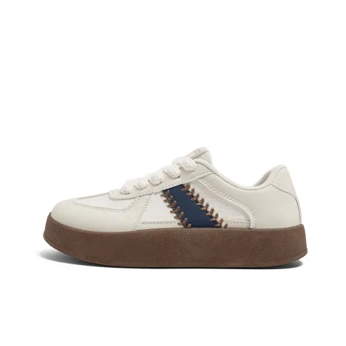 RENBEN Skateboard Shoes Women's Low-Top Beige