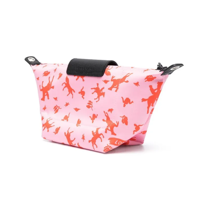 LONGCHAMP Le Pliage Cow Leather Trim Dumpling Bag, Portable Crossbody Bag, Shoulder Bag Women's Pink-1