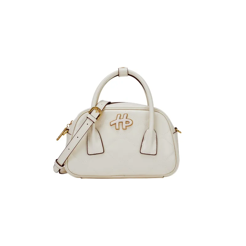 Hush Puppies Cow Leather Shoulder Bag, Crossbody Bag, Handbag Medium Size Women's White/Black/Purple-5