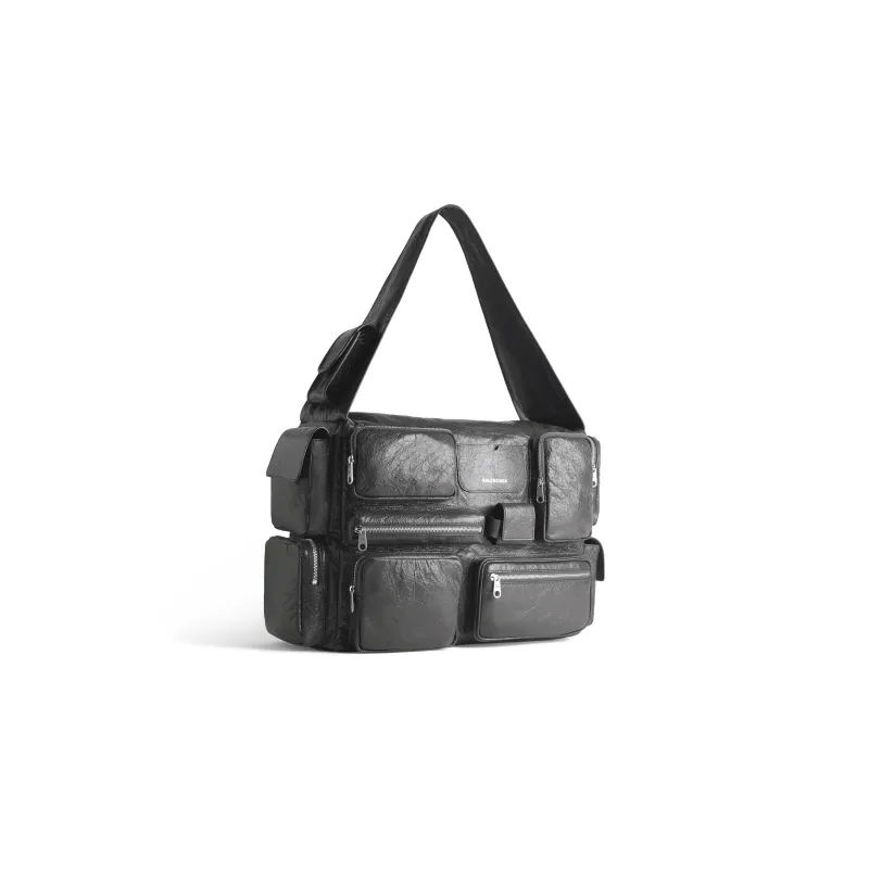 Balenciaga Superbusy Crossbody Messenger Unisex Leather Black-1