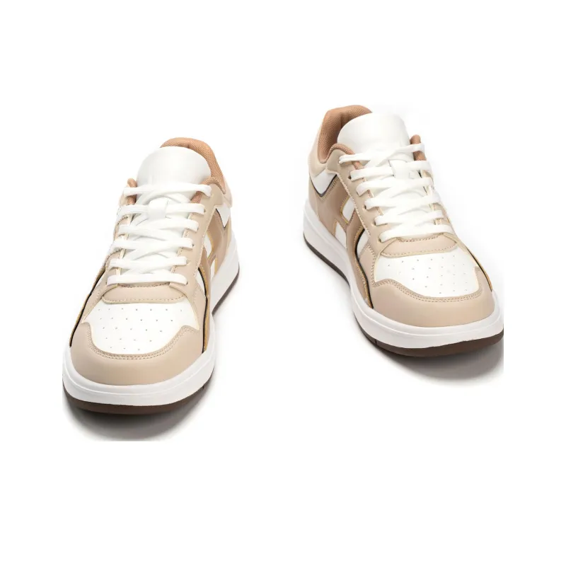 HOGK Anti Slip And Wear Resistant Lightweight Low Top Skateboard Shoes Unisex Khaki Brown-3