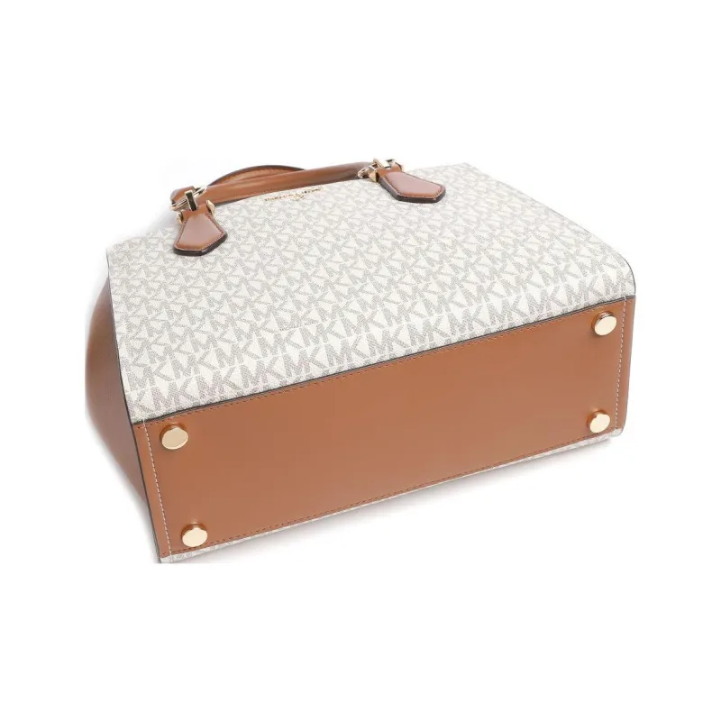 MICHAEL KORS MARILYN Leather Handbag Shoulder Bag Crossbody Bag Medium Size Women's White/Brown-2