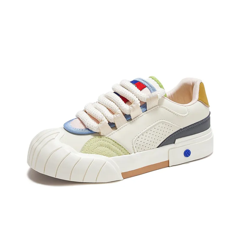 Feiyue Low-Top Skateboard Shoes Women's Beige Green-1
