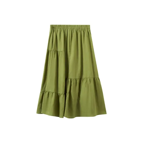 Inman Casual Long Skirts Women's Grass Mustard Green