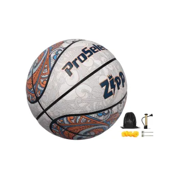 ProSelect PU Basketball Silver Gray Orange Blue Size 7 Training Unisex