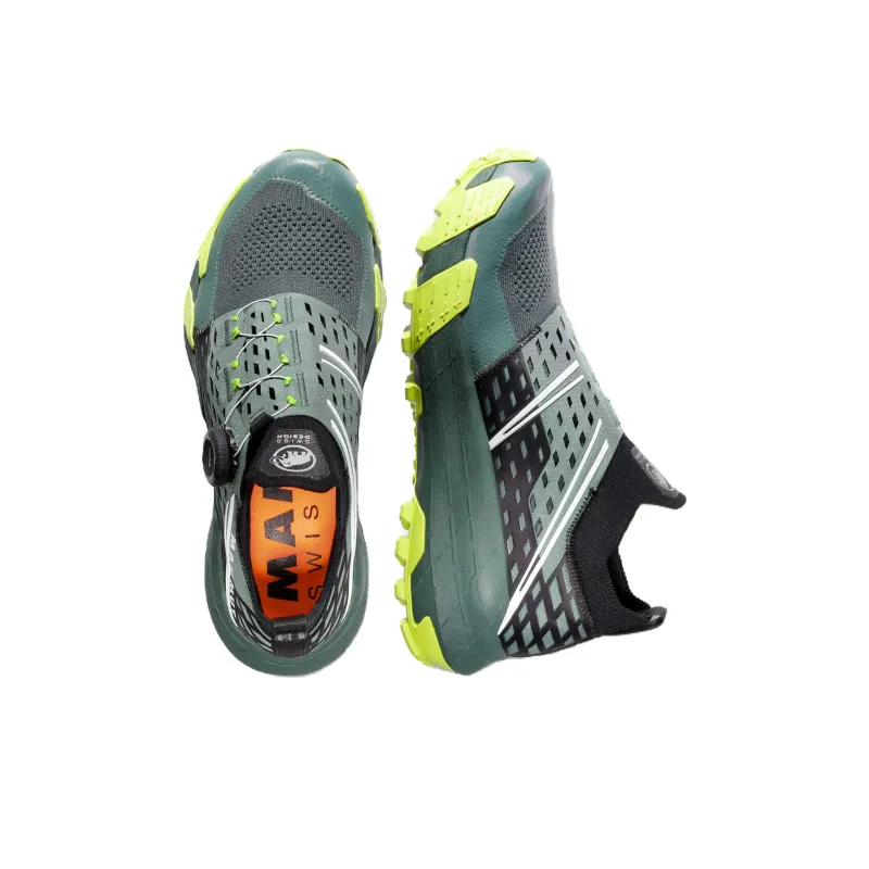 MAMMUT Aenergy TR Cushioning, Slip Resistant, And Abrasion Resistant Mid Top Outdoor Shoes Women's Green Yellow-2