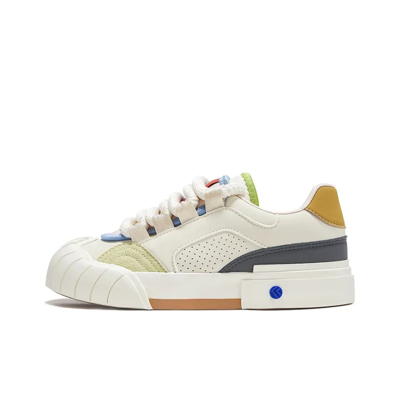 Feiyue Low-Top Skateboard Shoes Women's Beige Green-0