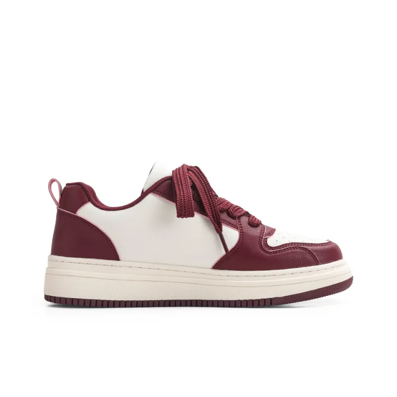 Jifffly Slip Resistant, Abrasion Resistant, Breathable, Height Increasing Low Top Skateboard Shoes Unisex Burgundy-1