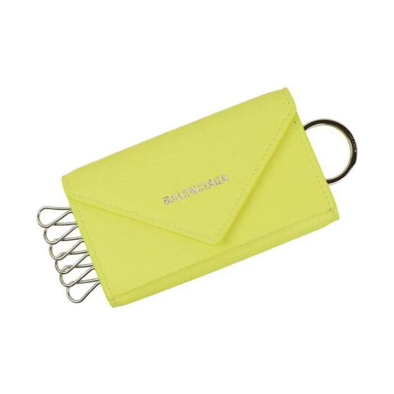 Balenciaga Leather Key Pouch Women's Yellow-1