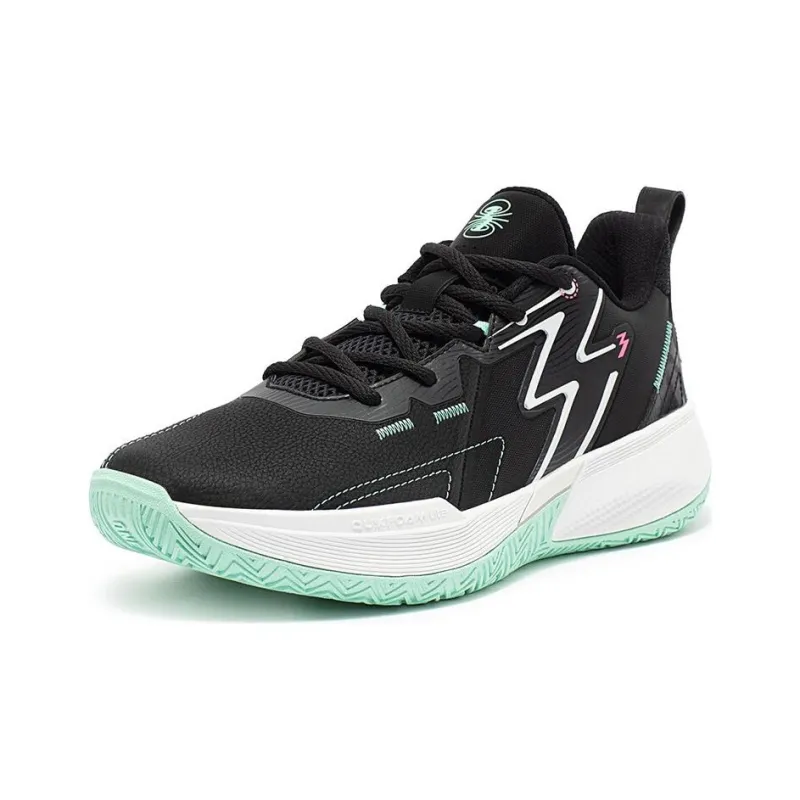 361° Big3 Team Cushioning Low Top Basketball Shoes Men's Black White Cyan-1