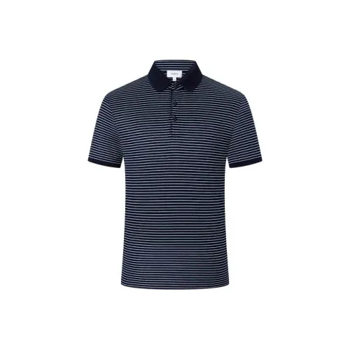 PORTS V Polo Shirts Men Dark Blue Stripes