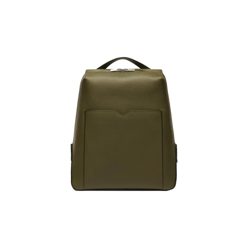 Valextra Millepunte Calfskin Backpack Medium Size Men's Army Green-0