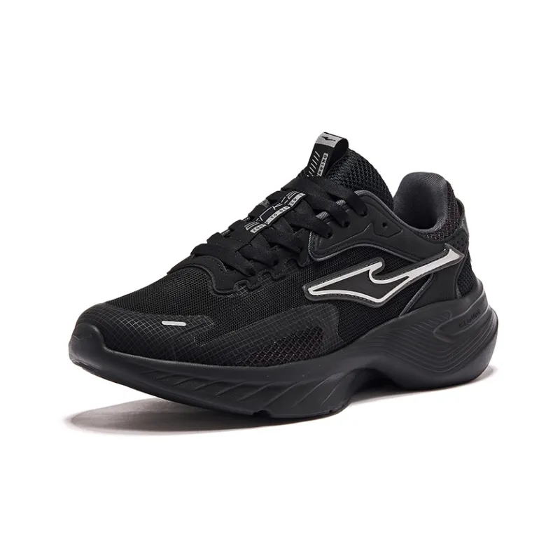 Erke Anti Slip Wear Resistant Low Top Running Shoes Men's Jet Black Bright Silver-2