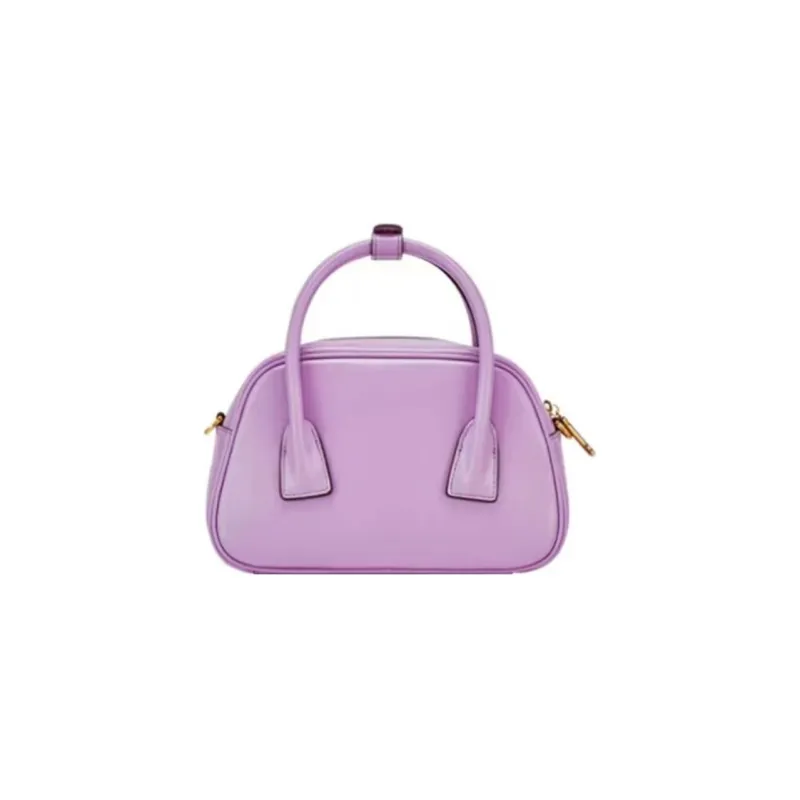 Hush Puppies Cow Leather Shoulder Bag, Crossbody Bag, Handbag Medium Size Women's White/Black/Purple-3