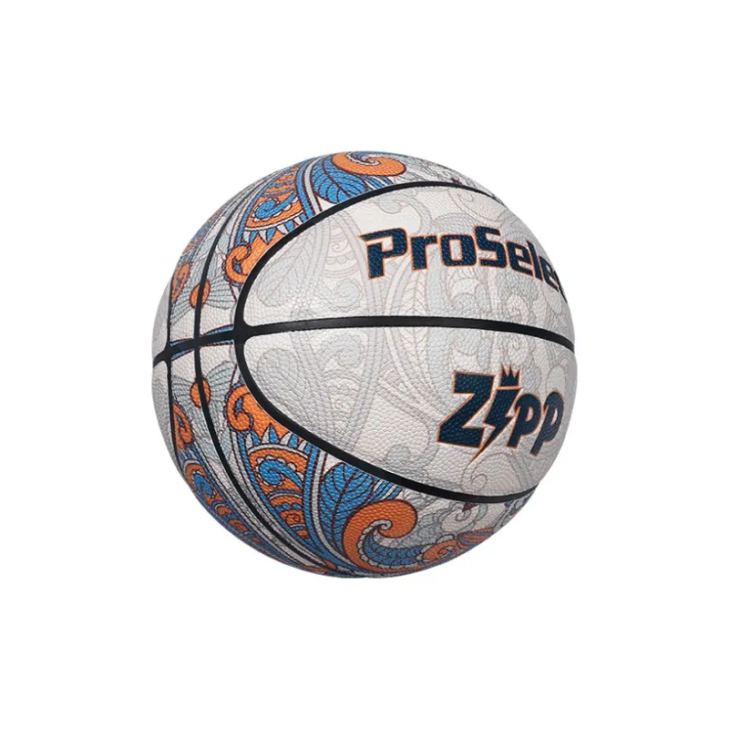 ProSelect PU Basketball Silver Gray Orange Blue Size 7 Training Unisex-1