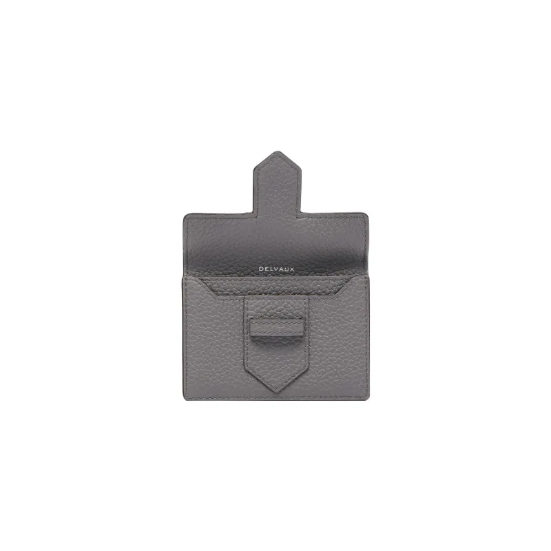 Delvau Presse Taurillon Soft Soft Calfskin Card Holder Unisex Gray-3