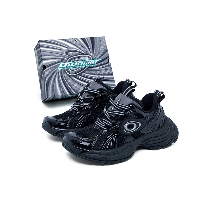OLD ORDER Turbo GT Slip Resistant, Breathable, Height Increasing Low Top Chunky Sneakers Unisex Pure Black-4