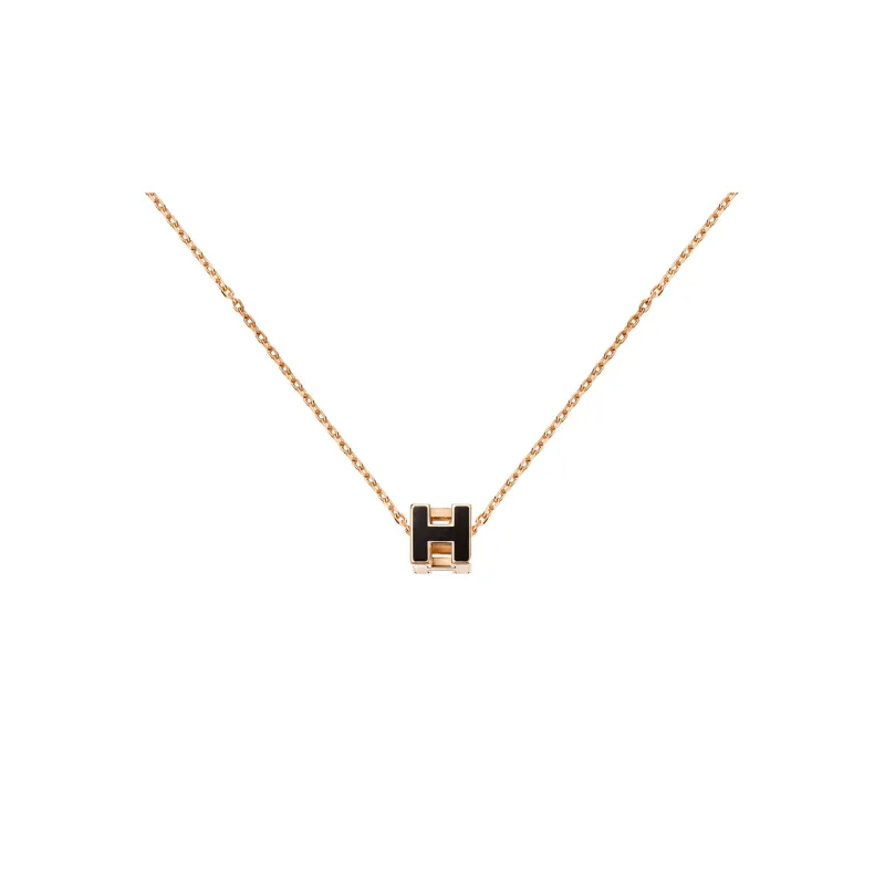 HERMES Cage D'H Rose Gold Plated Necklaces Women's-0