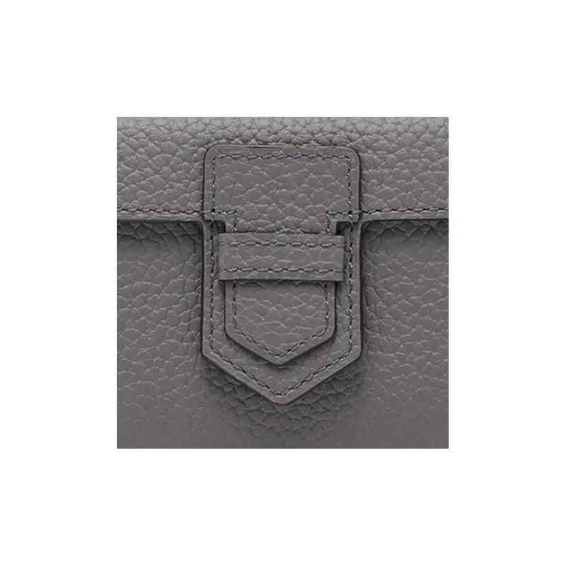 Delvau Presse Soft Grain Calfskin Wallet Women's Gray-4
