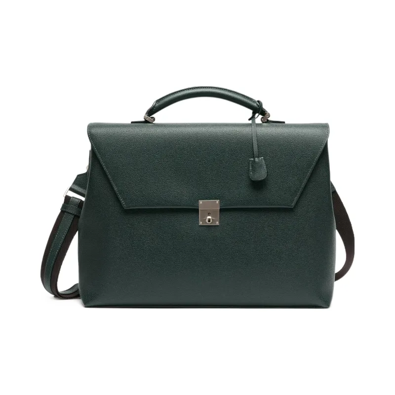 Valextra Calfskin Briefcases Handbags Women's Dark Green-0