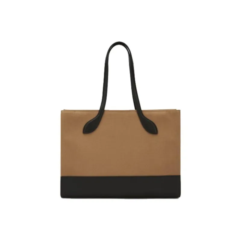 BALLY Fabric With Cow Leather Tote Bag, Shopping Bag, Shoulder Bag, Crossbody Bag, Handbag Tubas Women's Sand & Black-1