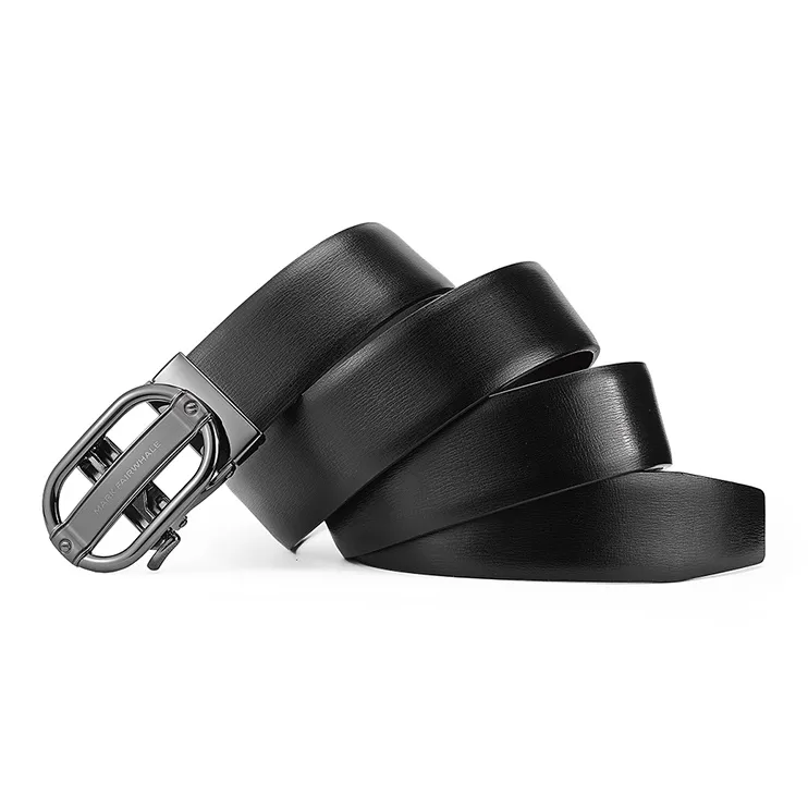 FAIRWHALE Trendy Casual Alloy Automatic Buckle Genuine Leather Belt Men's Width 3.5CM-0
