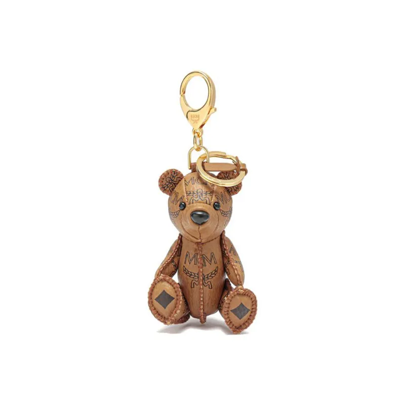 MCM Artificial Leather Keychains Unisex Cognac-0