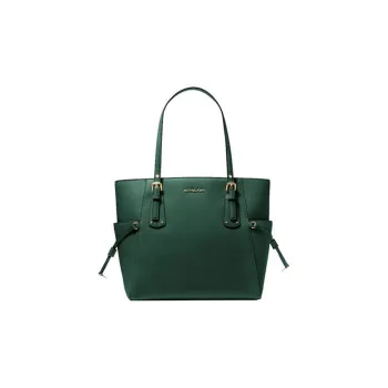 MICHAEL KORS Voyager Leather Tote Bag, Shopping Bag, Shoulder Bag, Crossbody Bag, Handbag Trumpets Women's Green