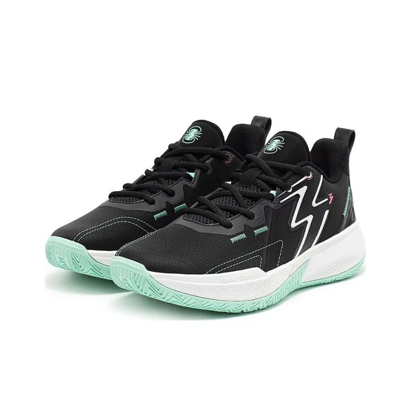 361° Big3 Team Cushioning Low Top Basketball Shoes Men's Black White Cyan-2