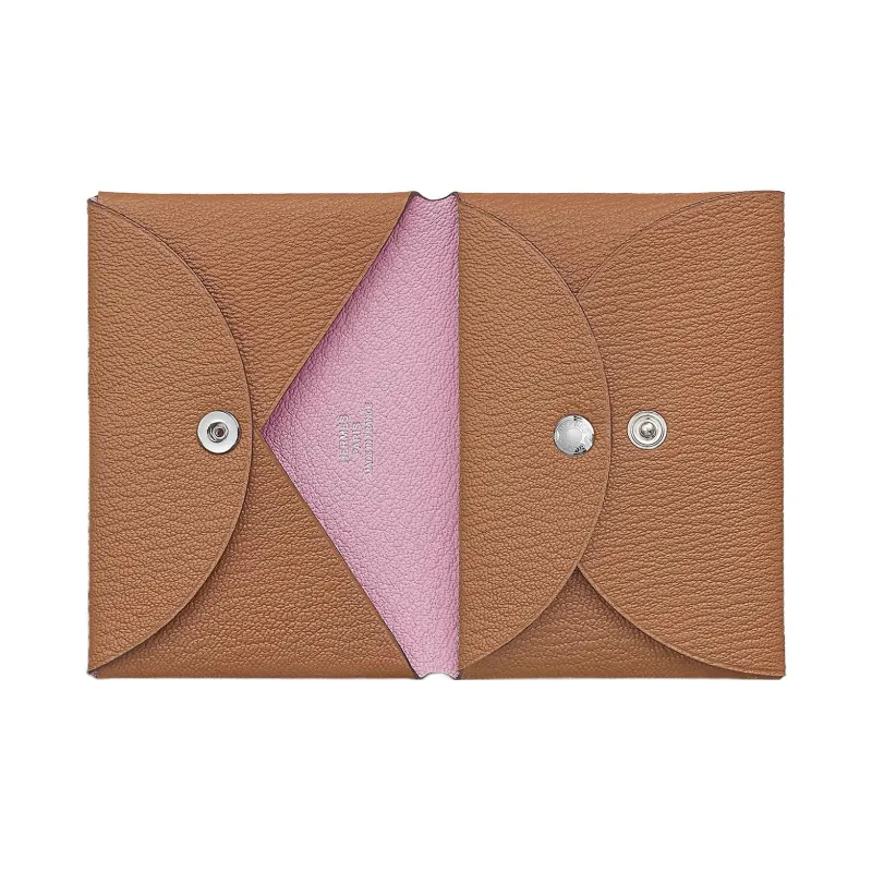 HERMES Calvi Silver Buckle Wallets Card Holders Regular Women's Quebracho/Mauve Sylvestre Ash Purple/Daylily Purple-1