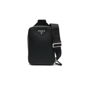 PRADA Calfskin Messenger Bag Sling Bag Regular Men's Black
